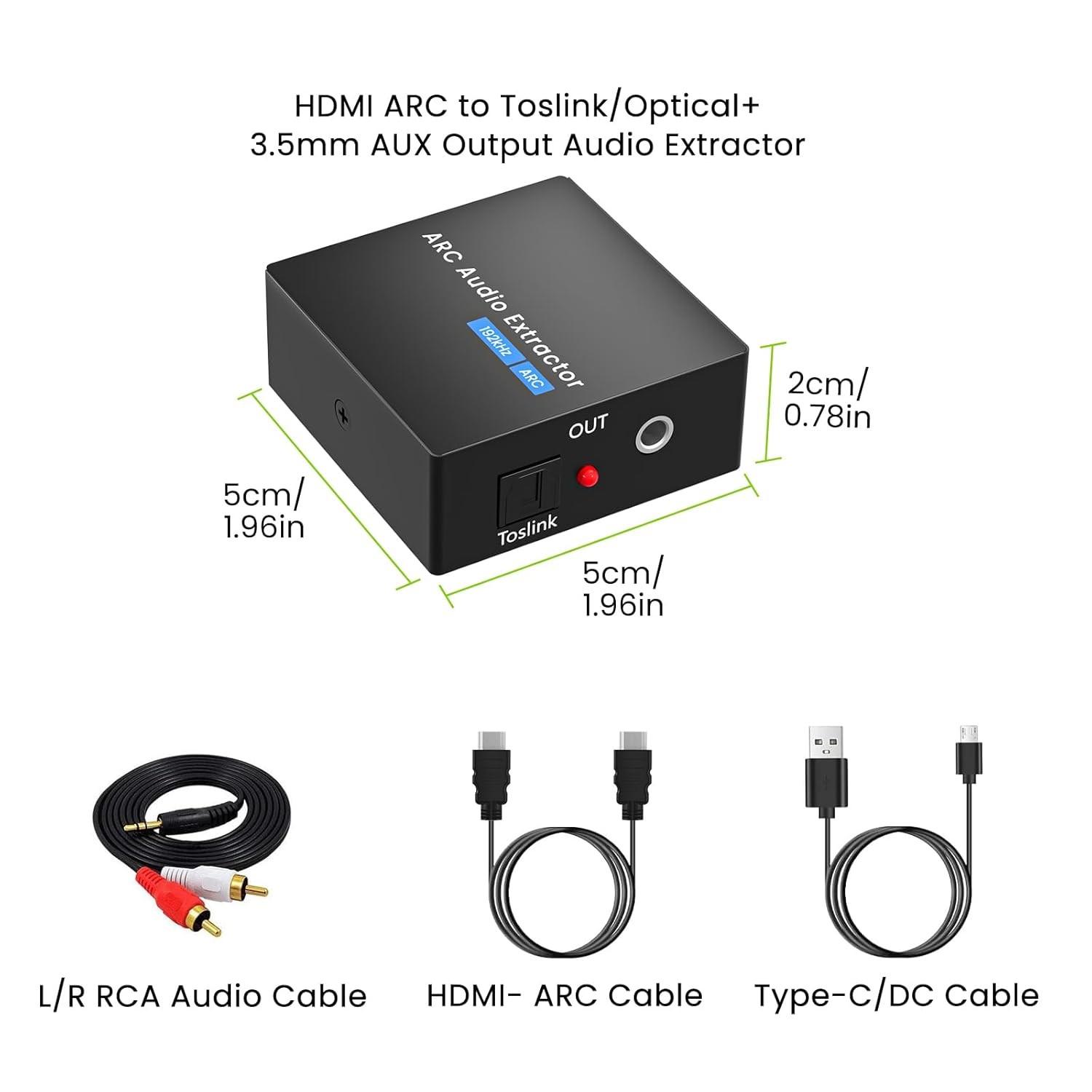 ARC Audio Extractor HDMI ARC to Toslink Optical 3.5mm AUX Output HDMI to