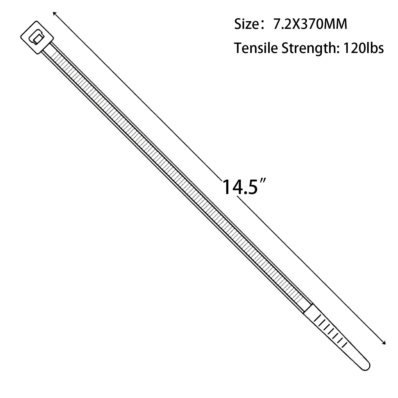 14.5″ 120lbs Self-Locking Zip Ties Cable Nylon Zip Tie for Outdoor Home Office