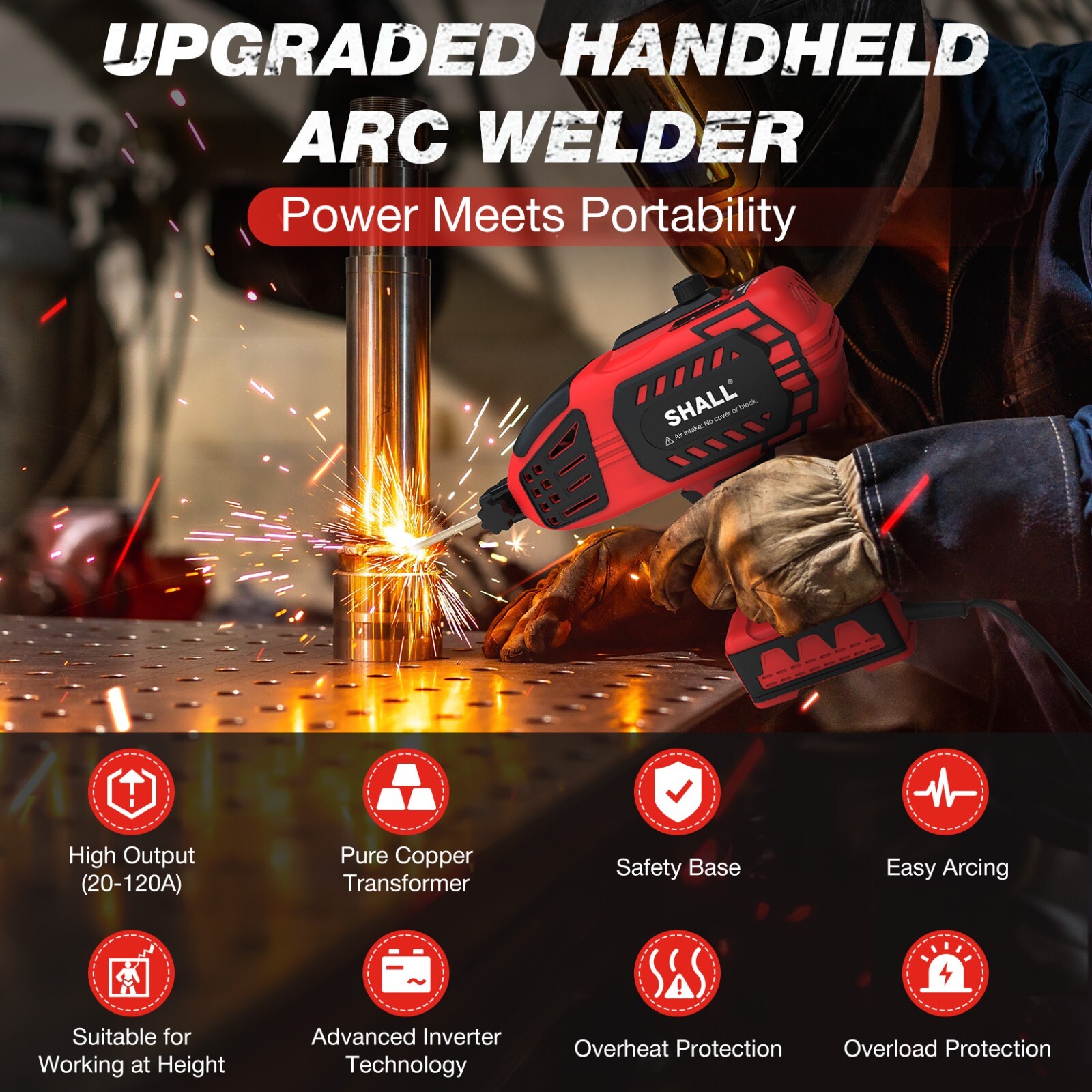 SHALL Portable Electric Welding Machine, 110V ARC Welder with IGBT Inverter