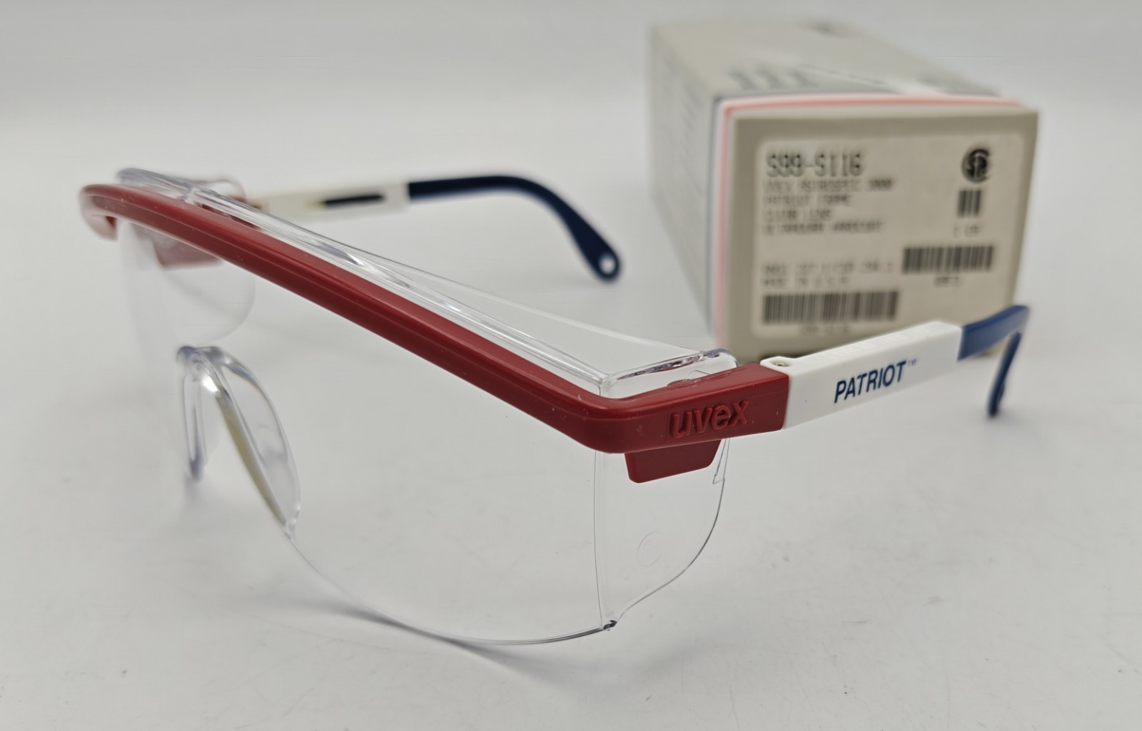 New! NOS UVEX Astrospec 3000 Patriot Frame Clear Lens Safety Glasses Made In USA