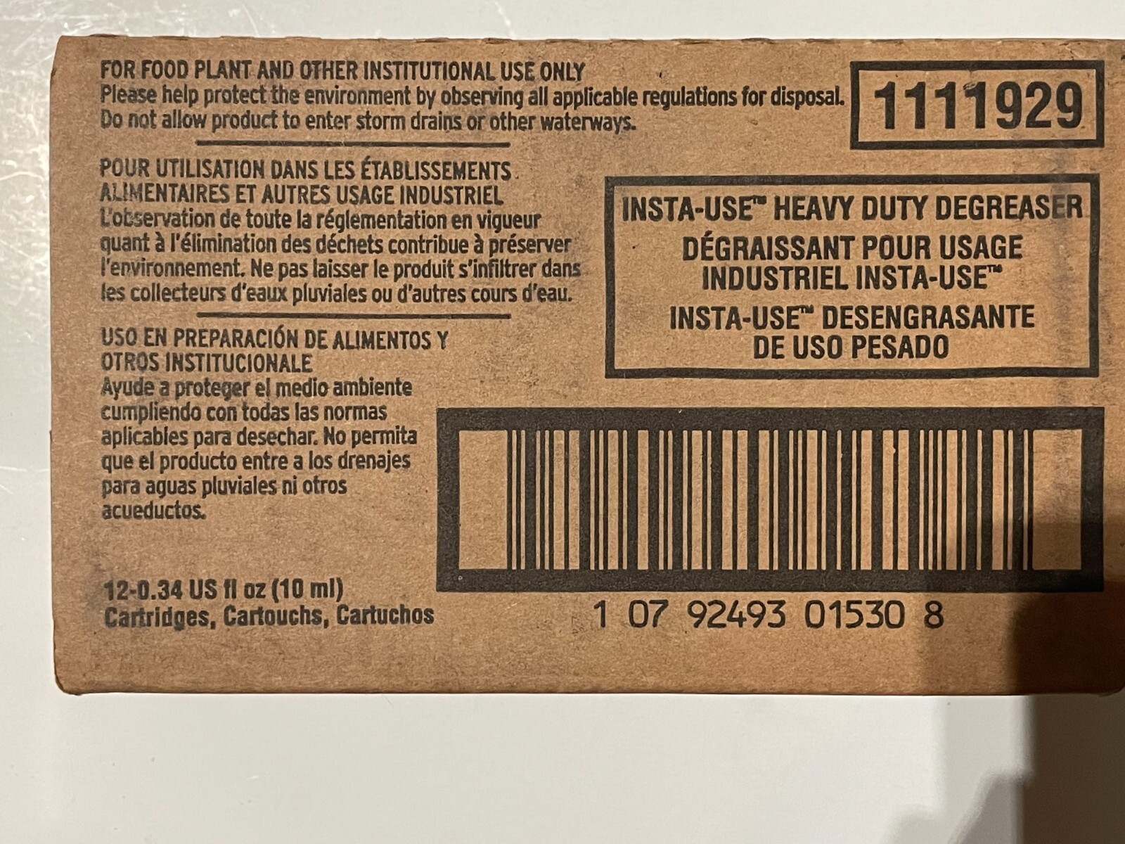 Box of 12 Kay Insta-Use Heavy Duty Degreaser Cartridges 0.34 oz. ea 1111929