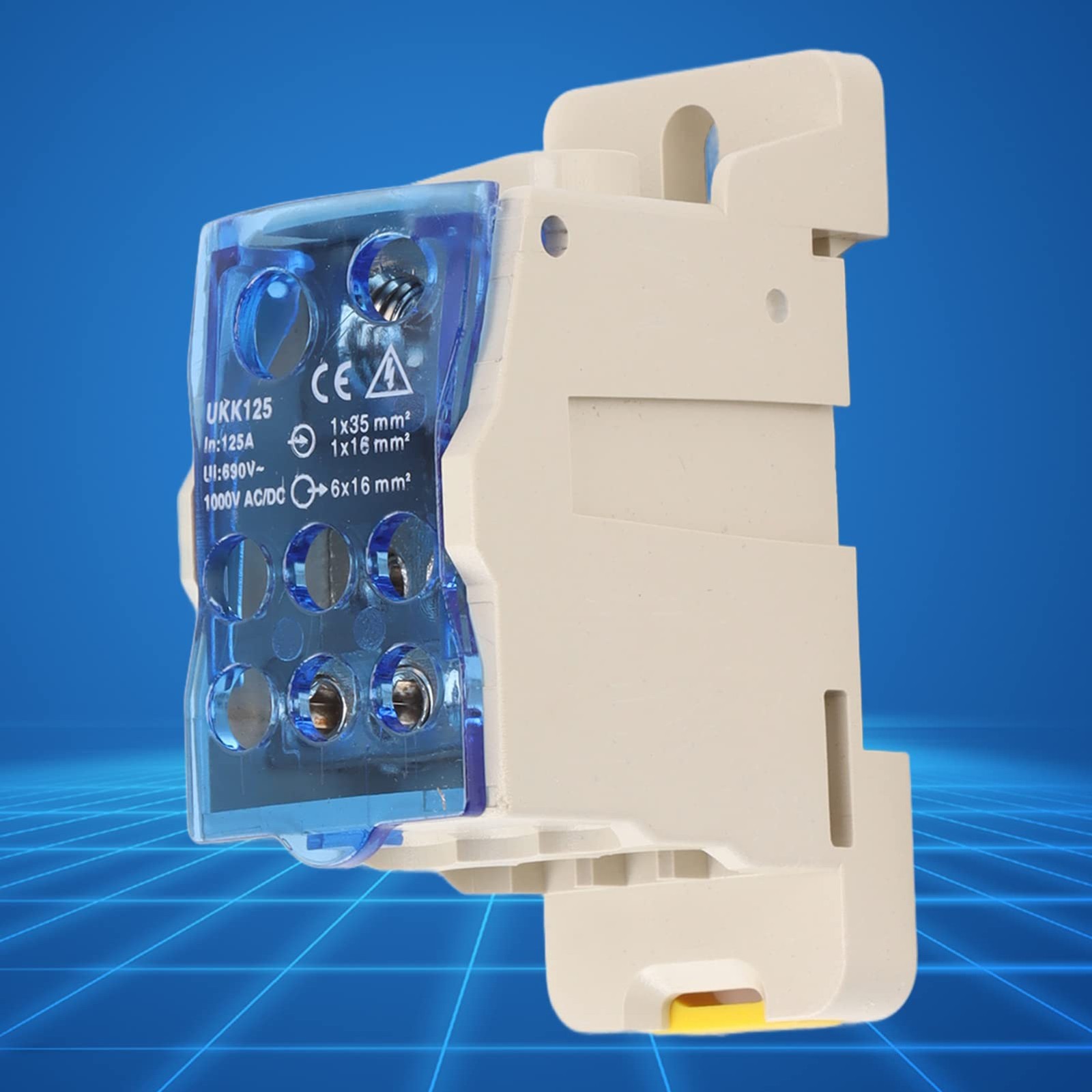 DIN Rail Power Distribution Box, 125A, AC DC 1000V, Terminal Block Connector