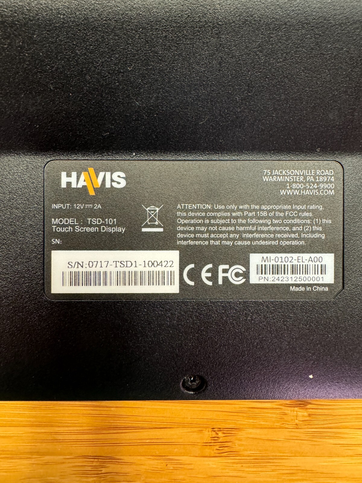 Havis TSD-101 VESA 75mm Car Vehicle Capacitive Touch Screen Display Monitor D21