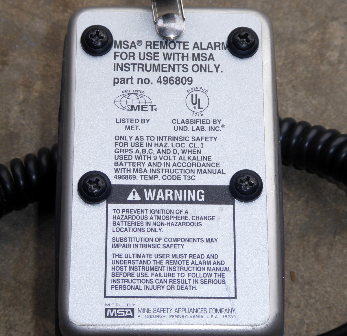 MSA 496809 Remote Alarm Module – 105dB @ 1ft