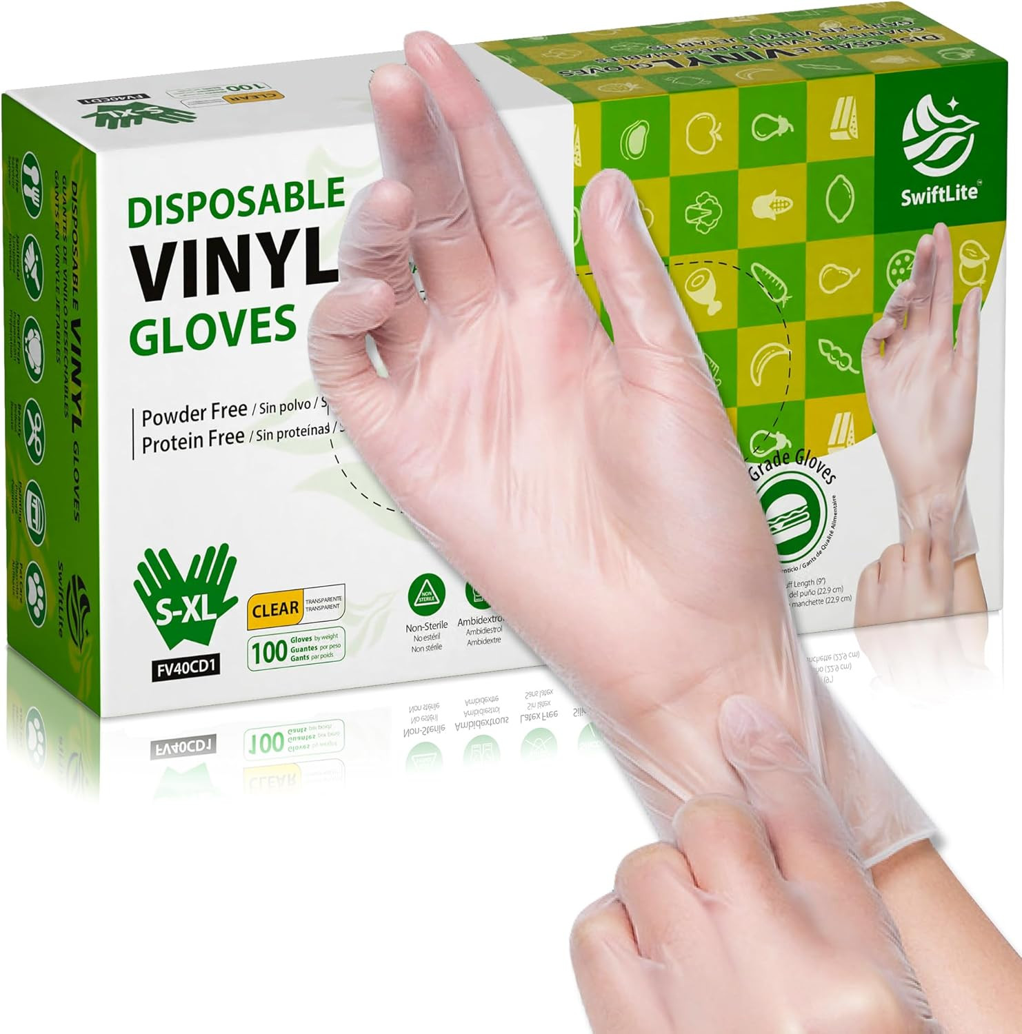 Disposable Vinyl Gloves, Food Safe, Latex-Free Powder-Free Clear Plastic Glov…
