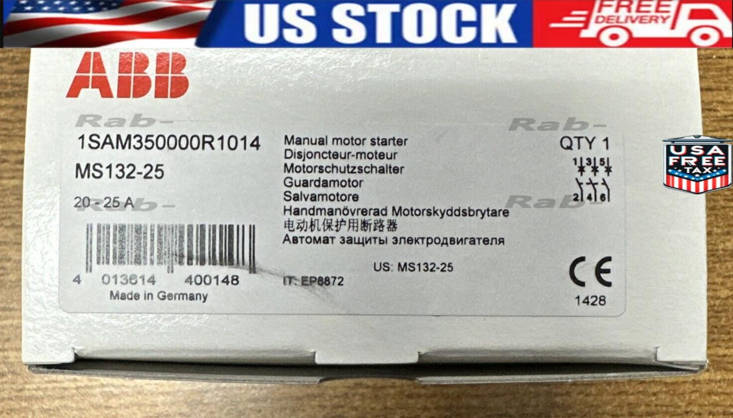 ABB MS132-25 1SAM350000R1014 MANUAL MOTOR STARTER 20-25A **NEW IN BOX**