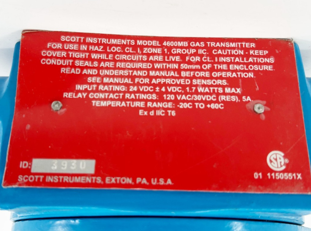 New Scott 4600MB Universal Gas Transmitter w/ H2S Sensor 24VDC – No Box