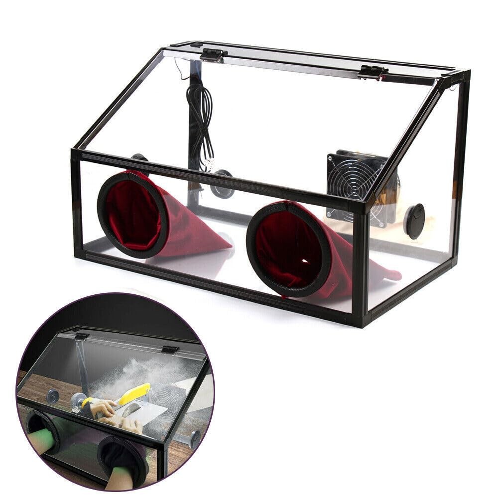 LYNICESHOP Fully Enclosed Electric Grinding Table Polisher, Dust Black Or Red