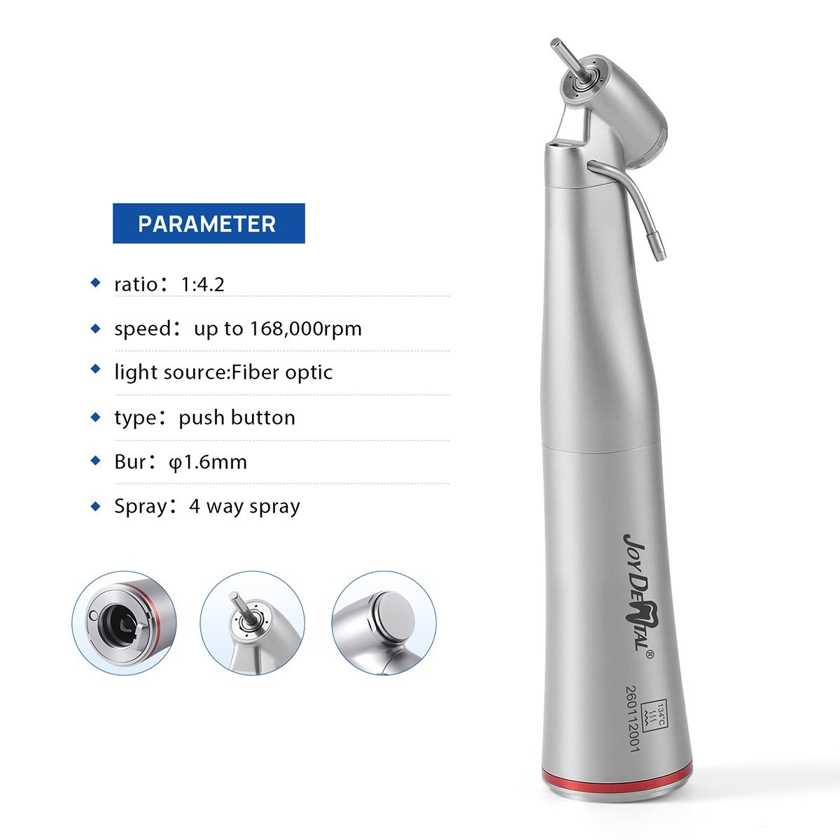 Dental Electric Handpiece 1:4.2 LED Contra Angle 45° Surgical External Spray