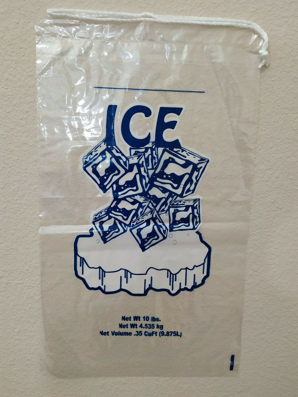 COMMERCIAL 500 PCs Clear 10 LB / LBs 8 LB / LBs Plastic Ice Bag Bags Drawstring