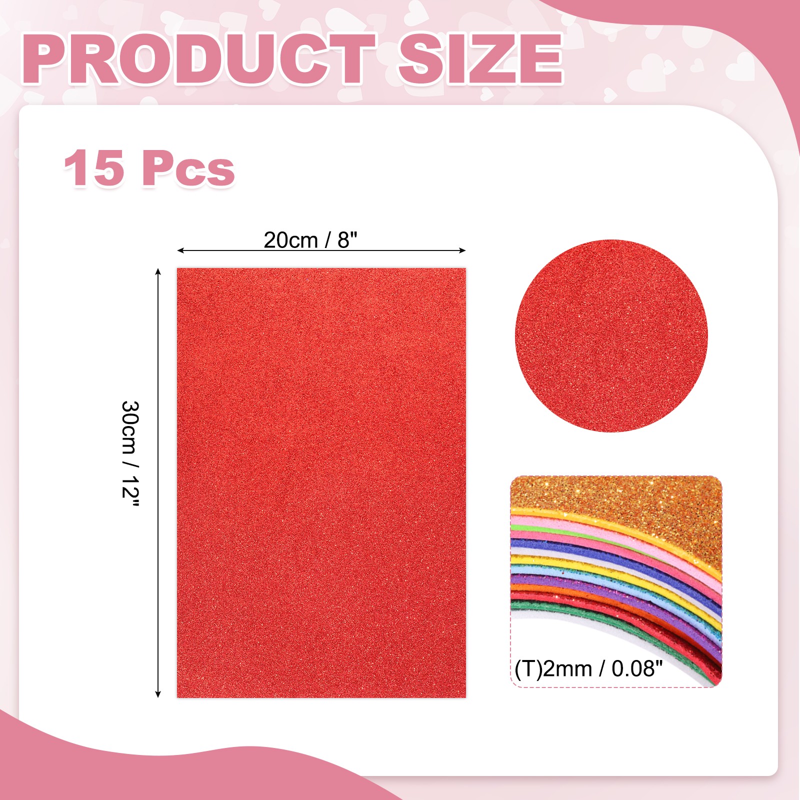 15 Sheets Red Shiny Foam Sheets 8″x12″ EVA Foam Sheets for DIY Craft