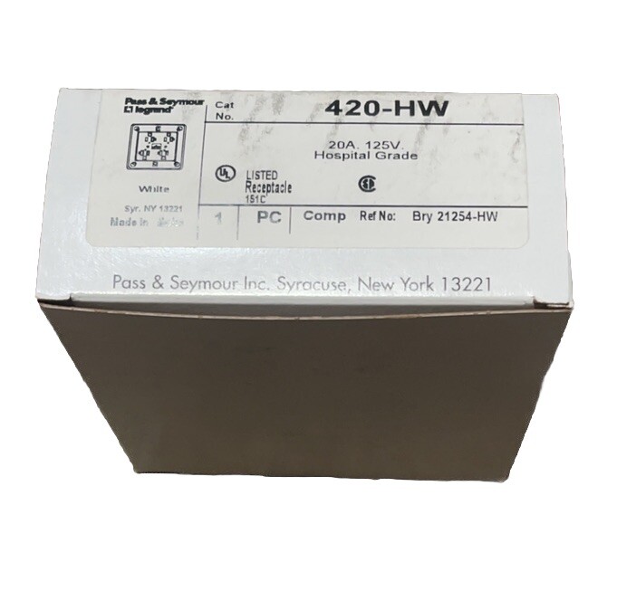 🔥1 Unit ~ P&S 420-HW Hospital Grade Quad Receptacle Outlet, 20A 125V🔥