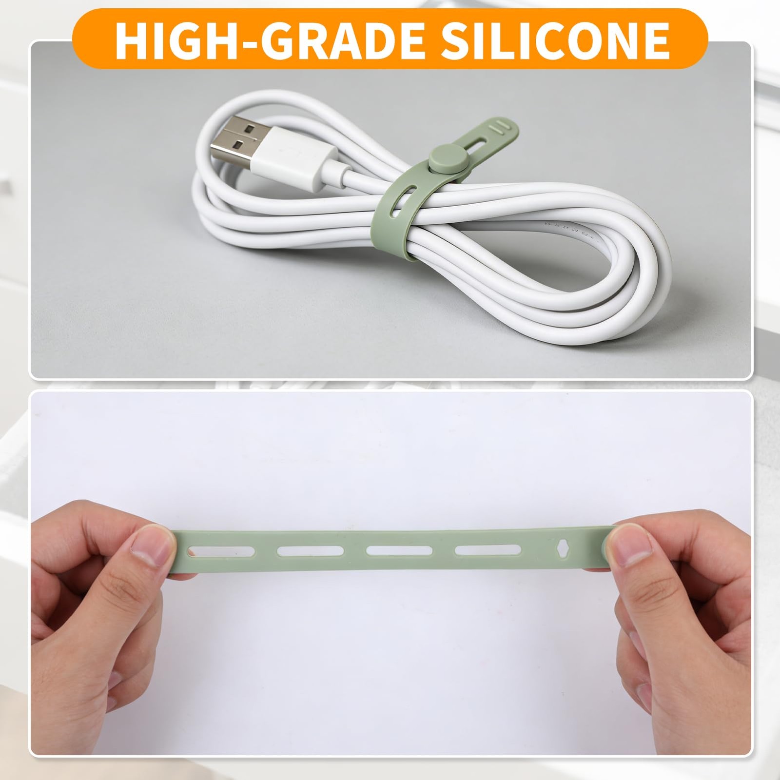 10-Pack Reusable Silicone Cable Ties, High-Elasticity Wire Earphone Cord Orga…