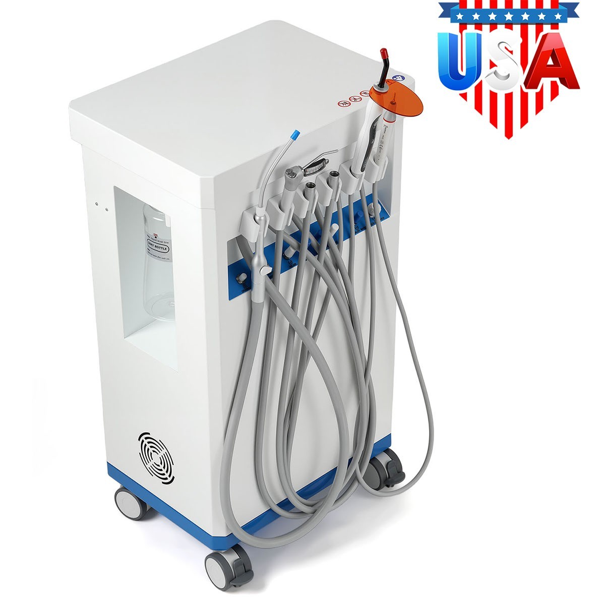 Portable Dental Mobile Delivery Unit with Air Compressor Curing Light Scaler