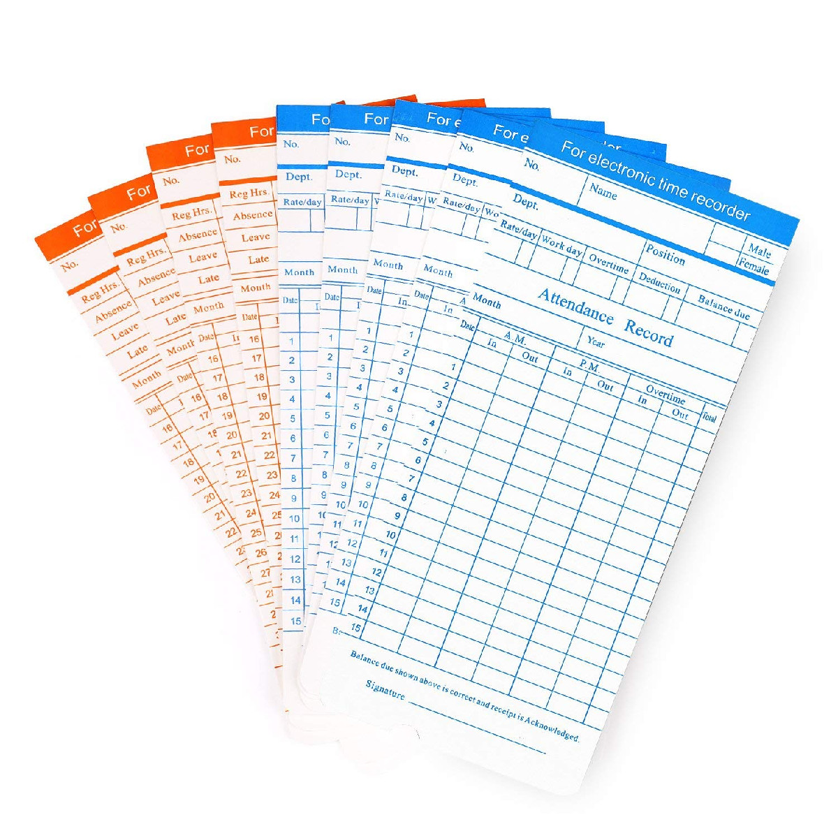 Flexzion Time Cards Monthly Timesheet Clock Timecard – 270 Pack 6 Column