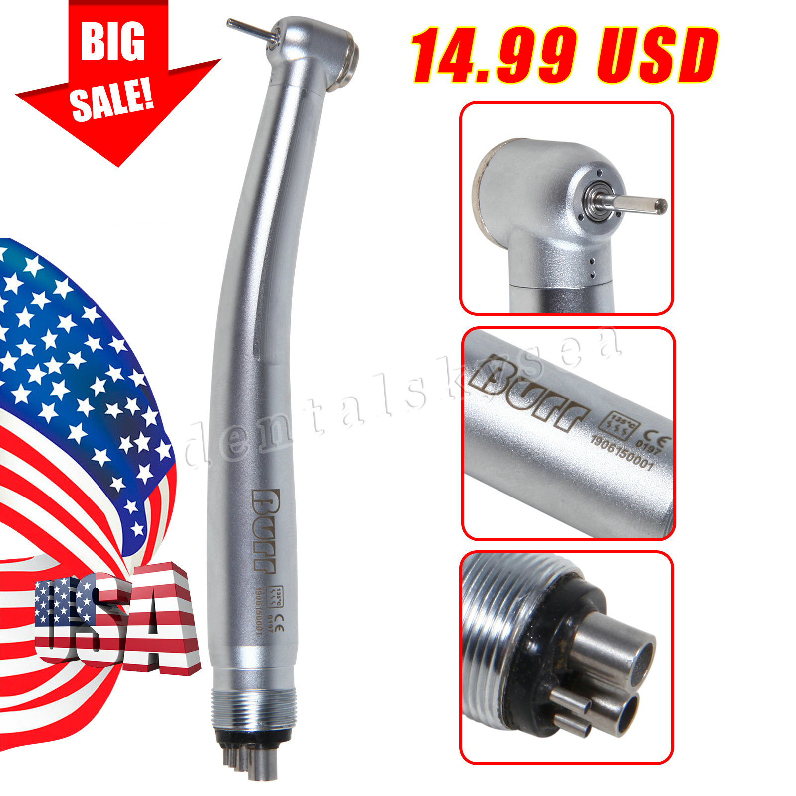 10* Dental High Speed Push Button Turbine Handpiece 4Holes Fit NSK Pana Max U3BM