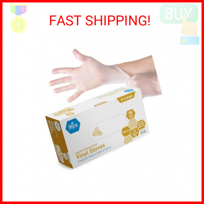 MED PRIDE Medical Vinyl Examination Gloves (X-Large, 100-Count) Latex & Rubber F