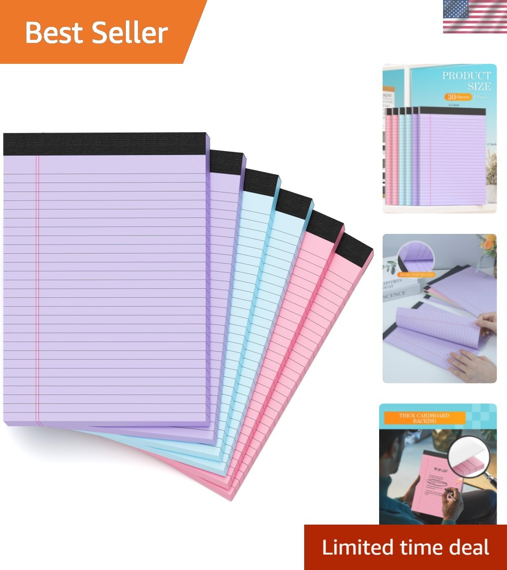 Colored Legal Pads 8.5 x 11, 6 Pack Writing Pads 8.5 x 11, Note Pads 8.5×11 C…