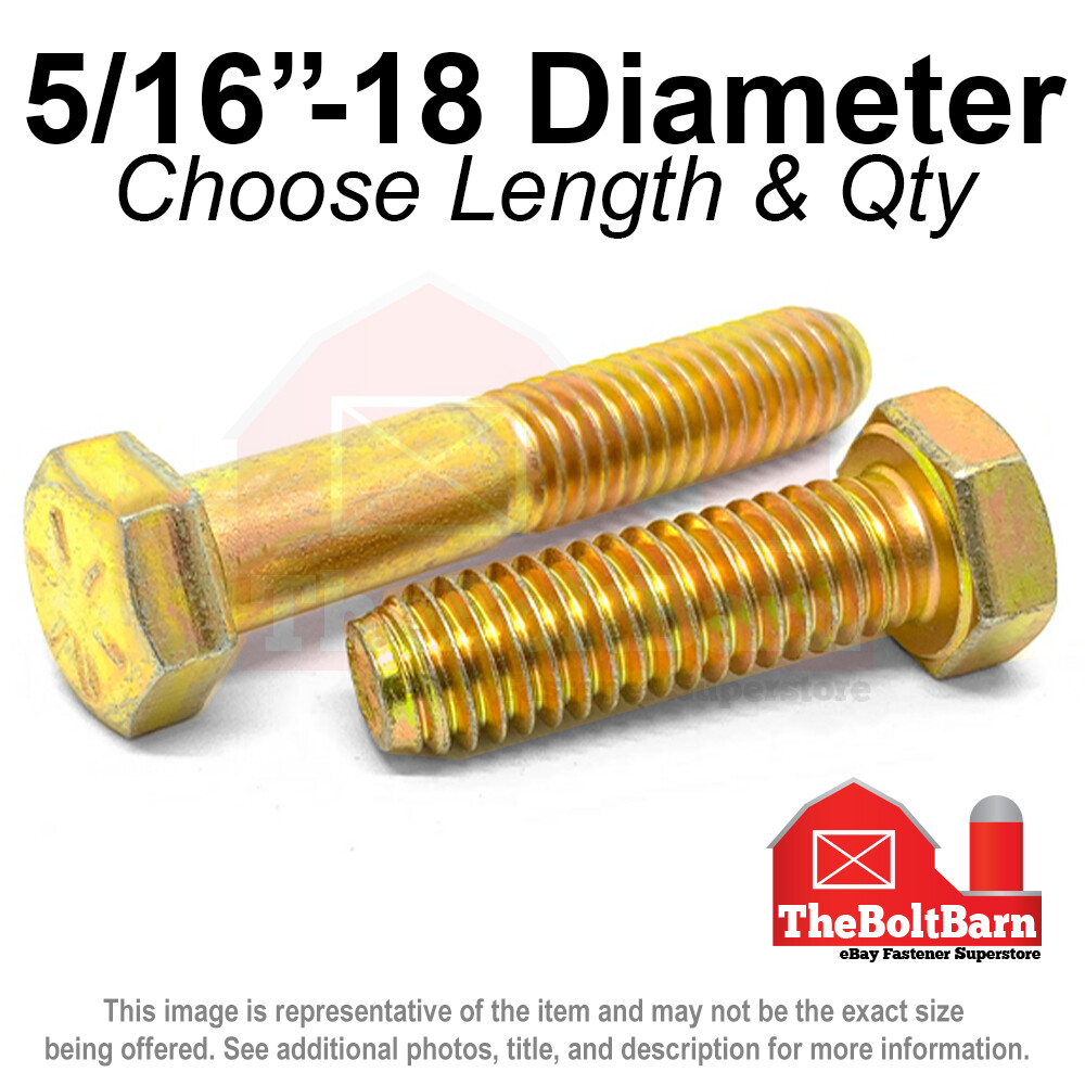 5/16″-18 Grade 8 Hex Cap Screws COARSE Thread USS Hex Bolts (Pick Length & Qty)