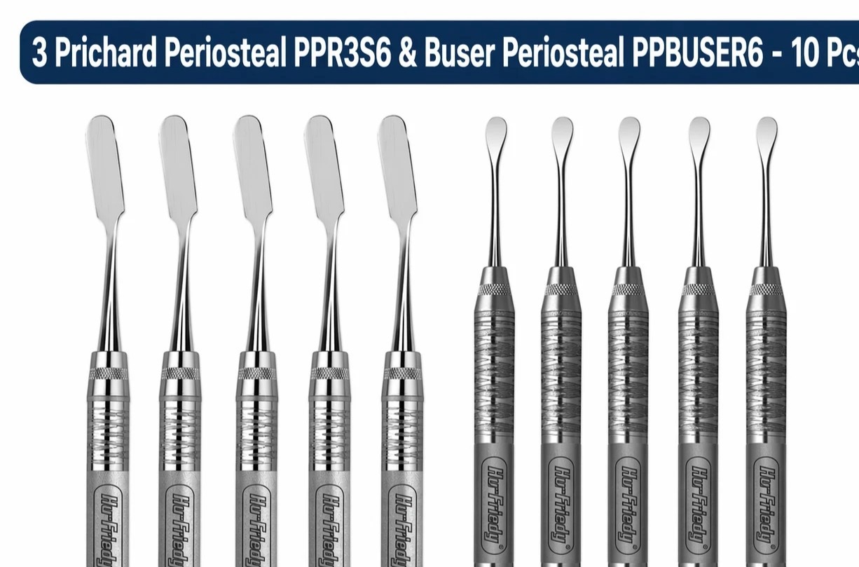 Hu-Friedy Lot of 10 PCs 3 Prichard PPR3S6 & Buser PPBUSER6 Periosteal Elevator