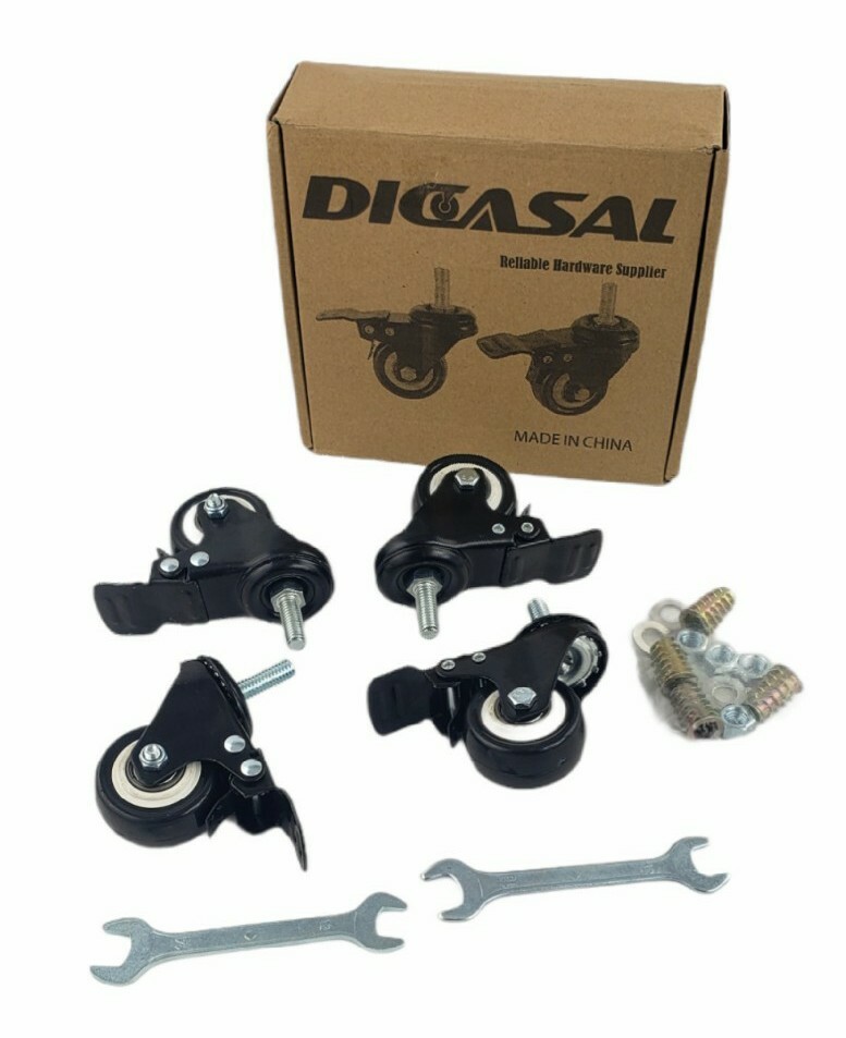 DICASAL 1″ Stem Casters, Heavy Duty Swivel Stem Casters PU Foam Quite Mute
