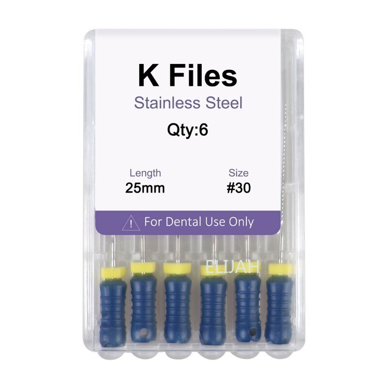 ELIJAH Dental Endo Root Canal File 25mm K-FILES Stainless Steel Hand Use #6–#40