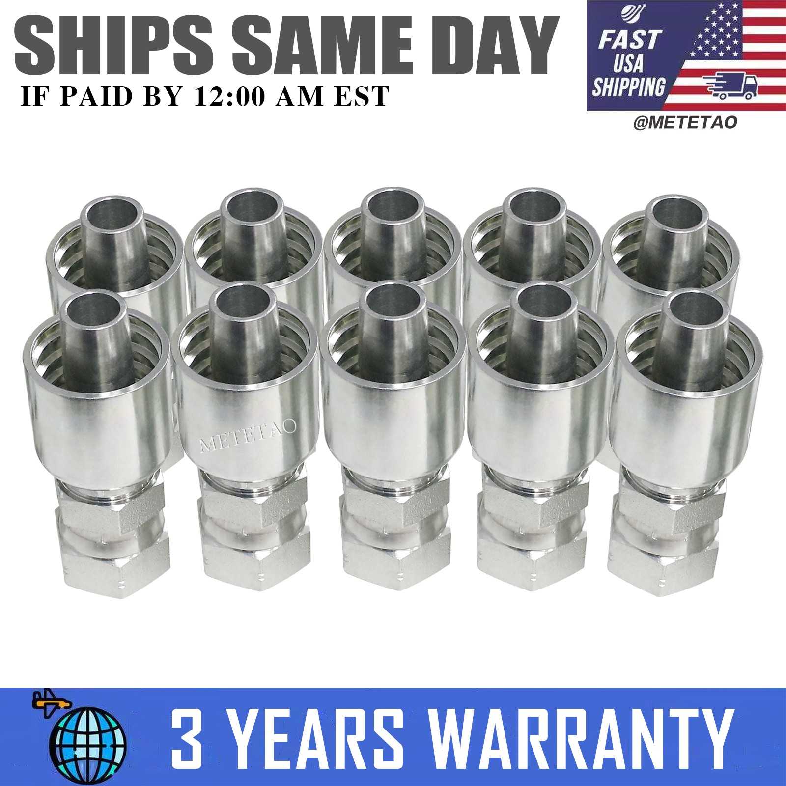 10PCS 10643-12-12 HYDRAULIC HOSE FITTINGS For Parker 3/4″ FEMALE JIC