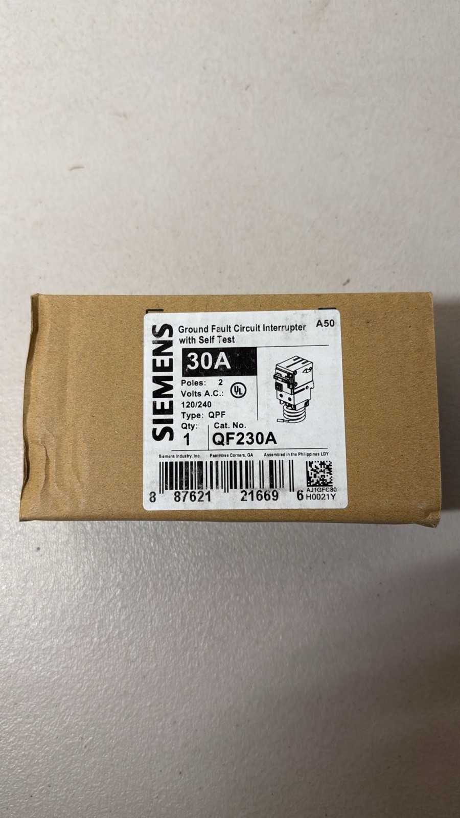 New Siemens QF230A GFCI 30 Amp Double Pole Breaker 240 Volt