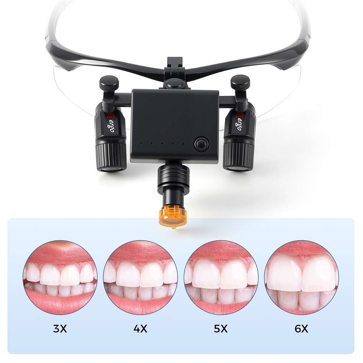 3.0X Dental Medical Ergo Loupes+5W LED Surgical Head Light Magnifying Glass