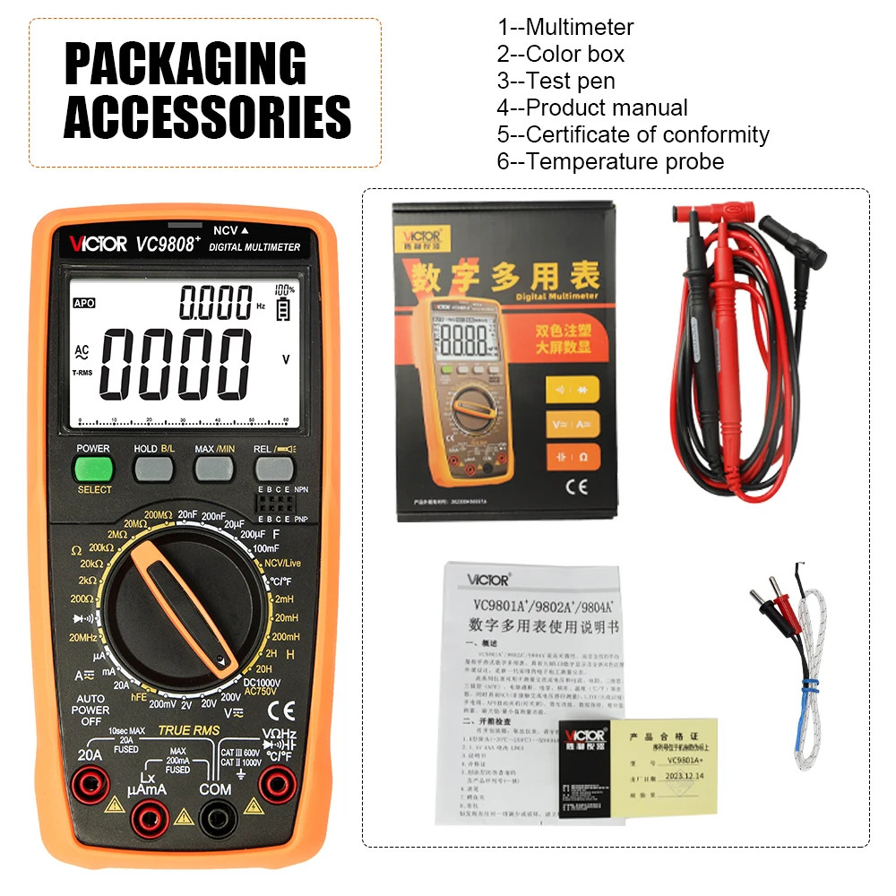 Digital Multimeter Voltage Tester Capacimeter Frequency Temperature Measuring