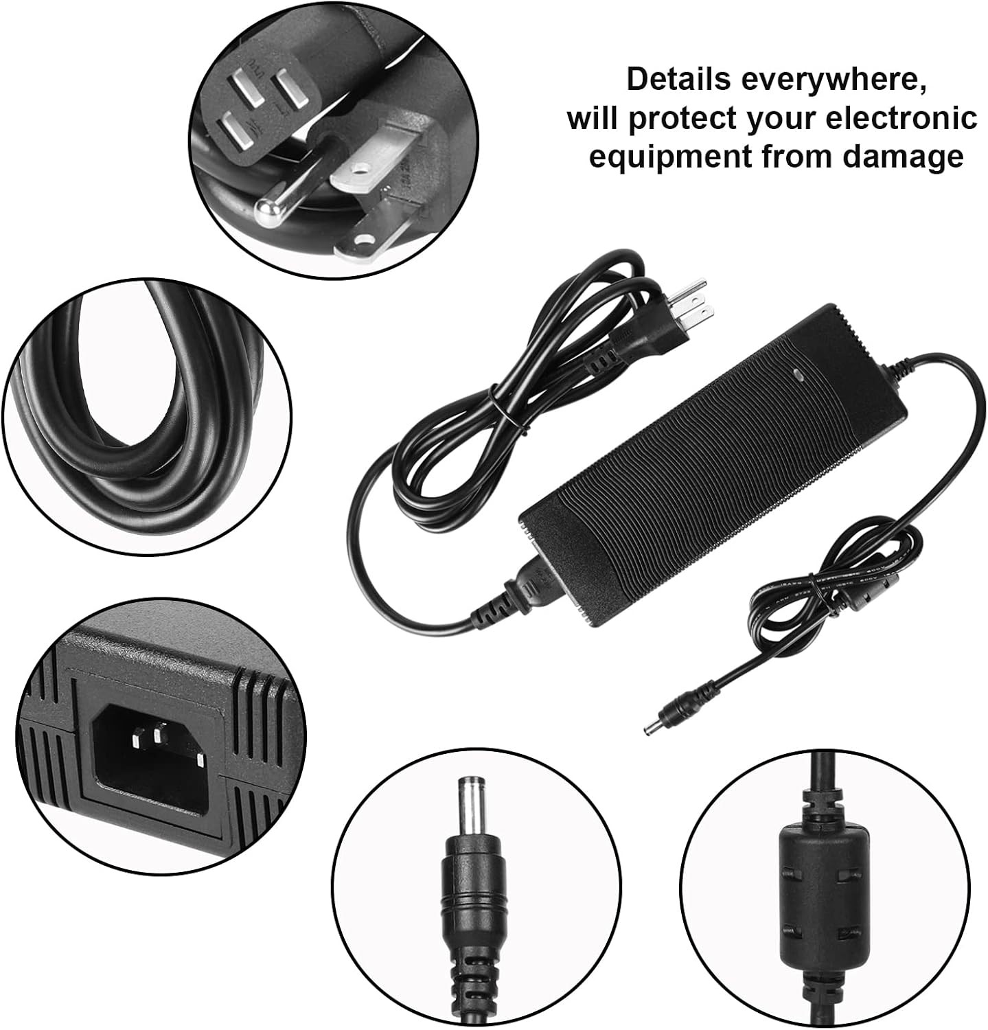 24V 8A Power Supply Adapter, AC to DC Converter 100V-240V 24 Black