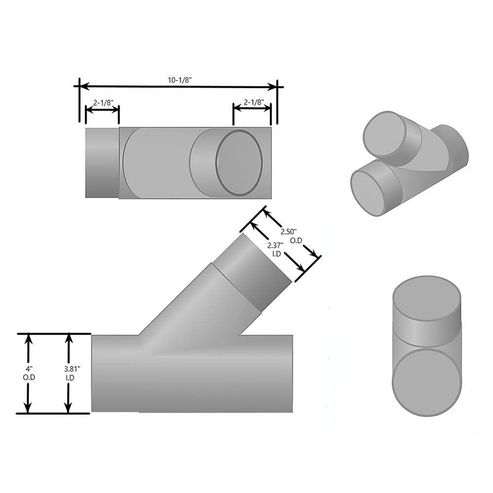Big Horn 11403 4 x 2-1/2 Inch Y Connector