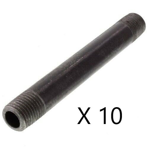 3/4″X 10″ NIPPLE BLACK MALLEABLE IRON PIPE FITTINGS THREADED PLUMBING.LOT OF(10)