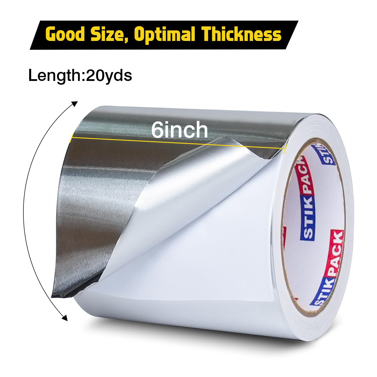 Aluminum Foil Tape 6 Inch X 60Ft (20 Yards) Heavy Duty HVAC Duct Tape for Ductwo