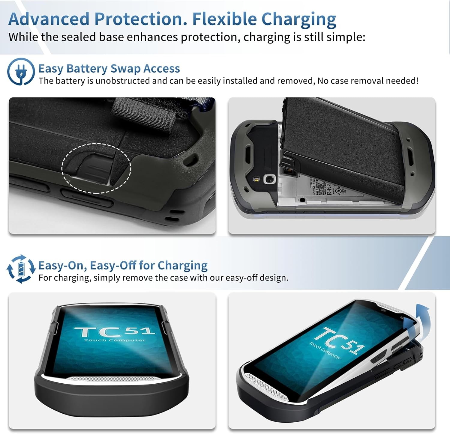 Upgraded Protective Cover Case w/ Strap for Zebra TC51 TC52 TC56 TC57 TC510K