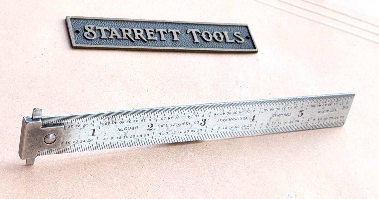 STARRETT DH604R-6 6″ Long Double Hook Spring-Tempered Steel Rule W/inch Grad.