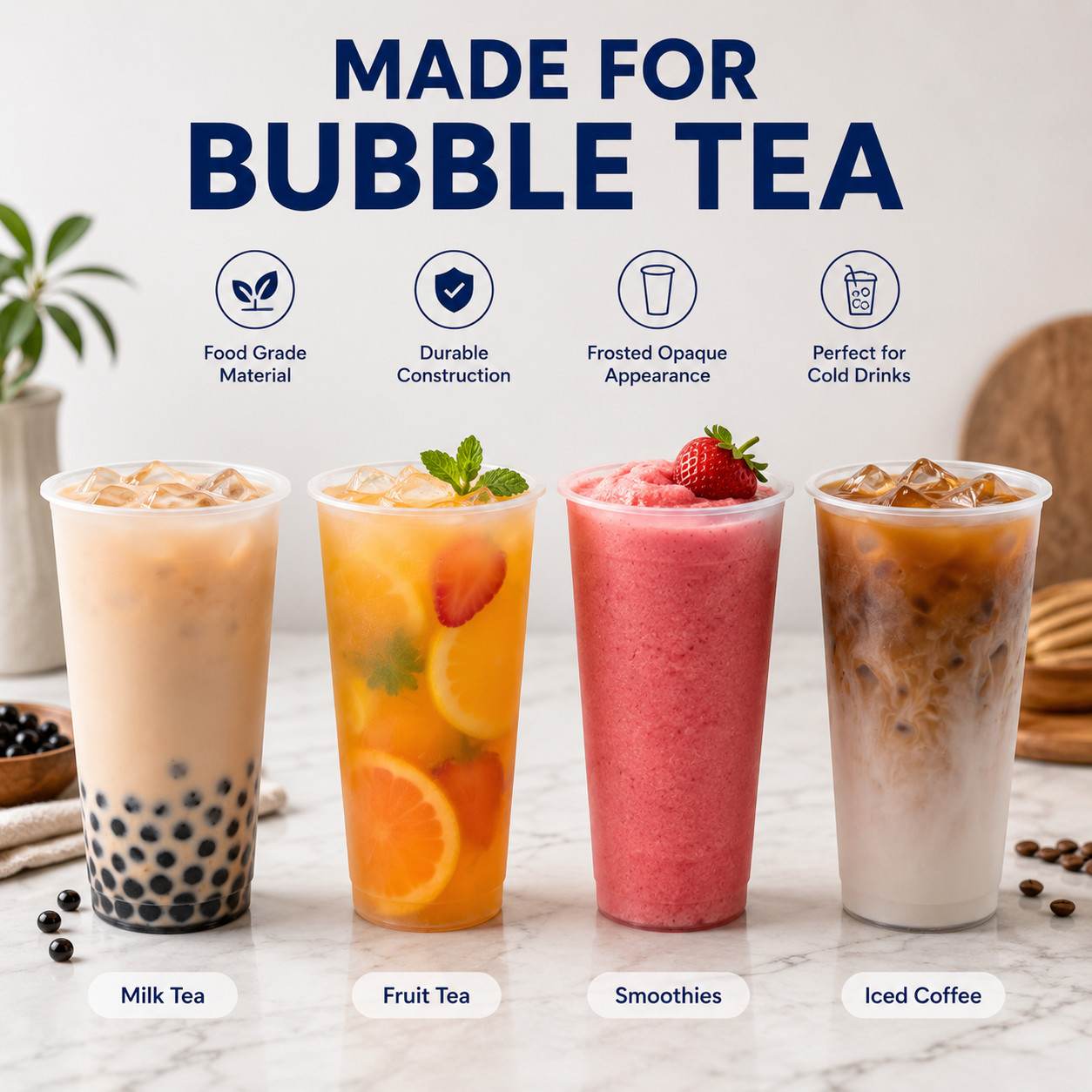 90mm Dome Sip Lids 1000 Count BPA Free PP Lids Clear White Black Bubble Tea Cups