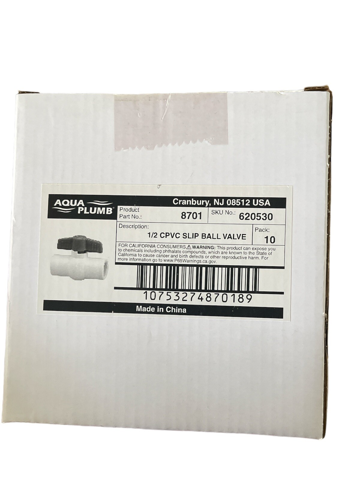 AQUA PLUMB 1/2″ CPVC Slip Ball Valve Part # 8701 (10 Pack)