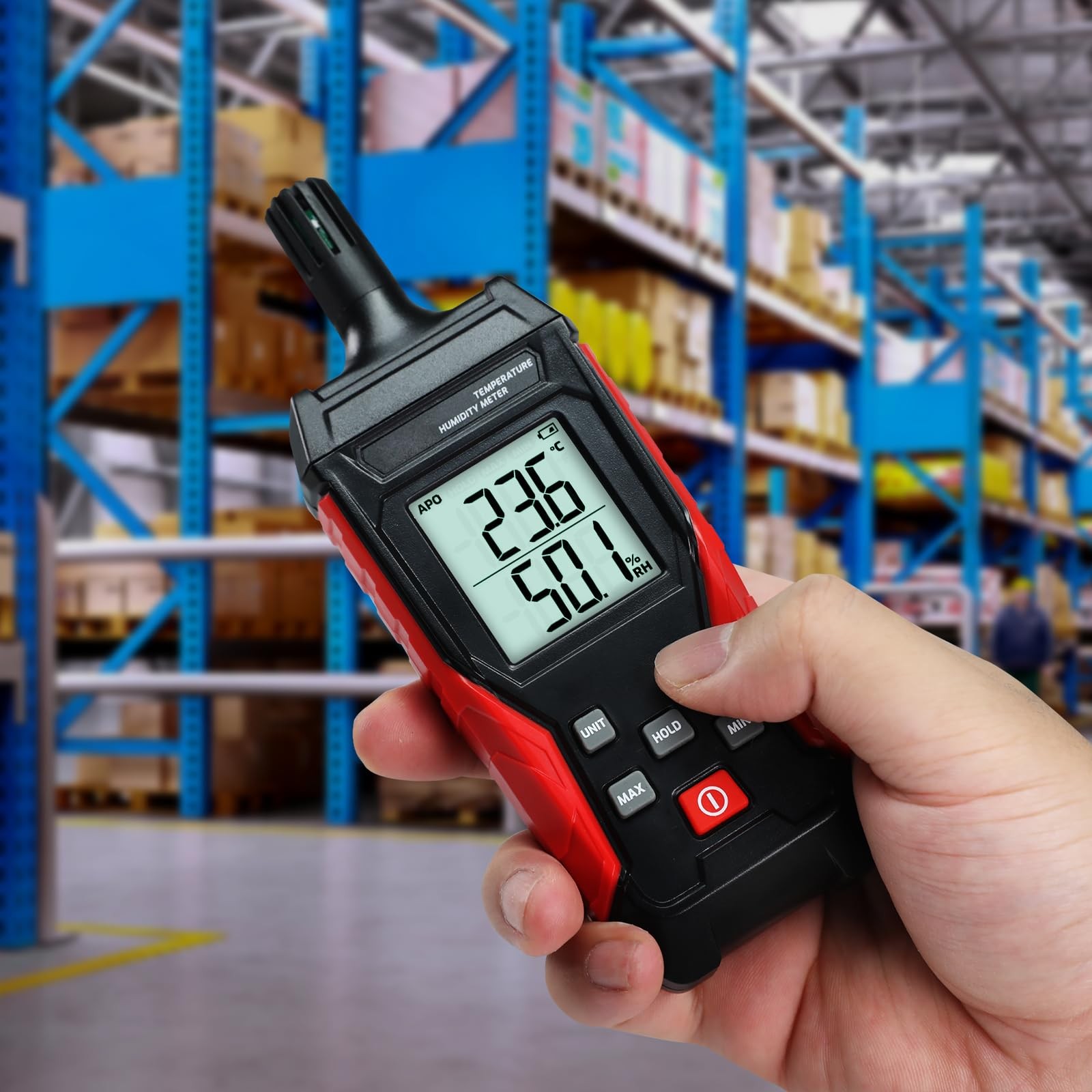 Humidity Temperature Meter, High Precision Digital Psychrometer HVAC with Amb