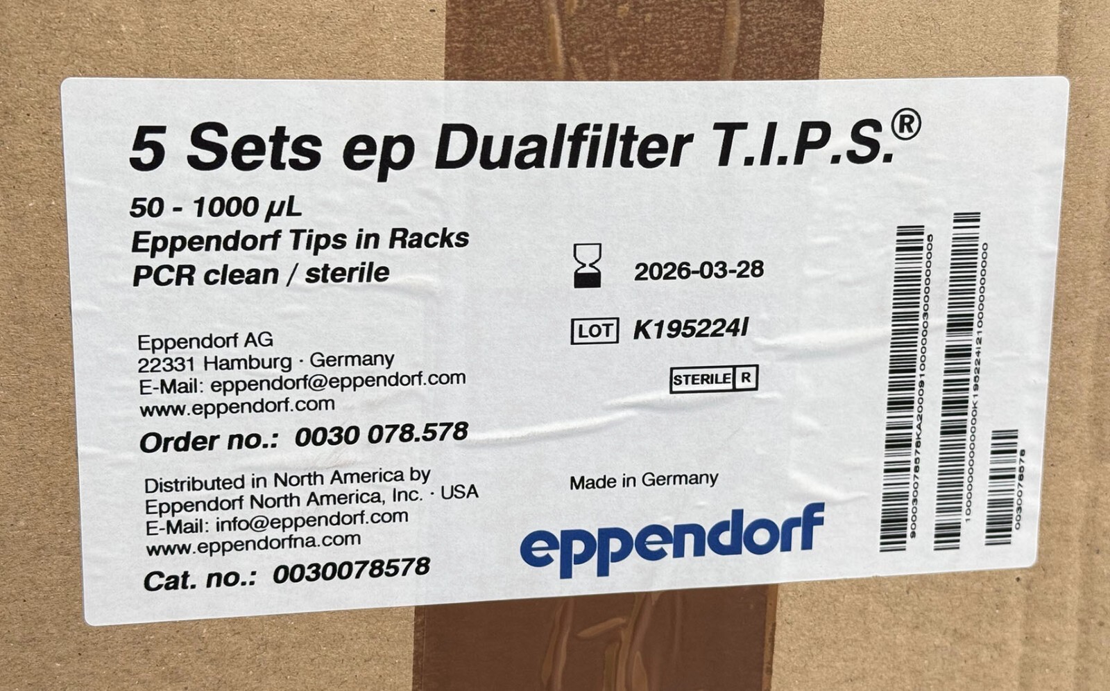 Eppendorf EP Dualfilter 50-1000uL Pipette Tips T.I.P.S. In Racks #0030078578