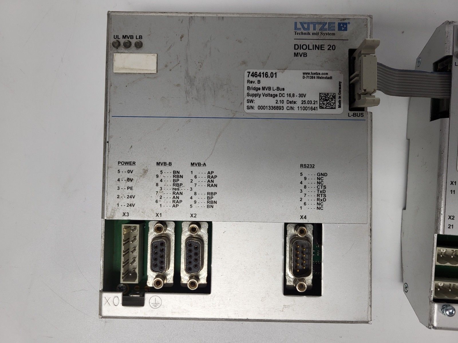 Lutze MVB Bus Interface, Digital and Analog I/O Modules for Dioline 20