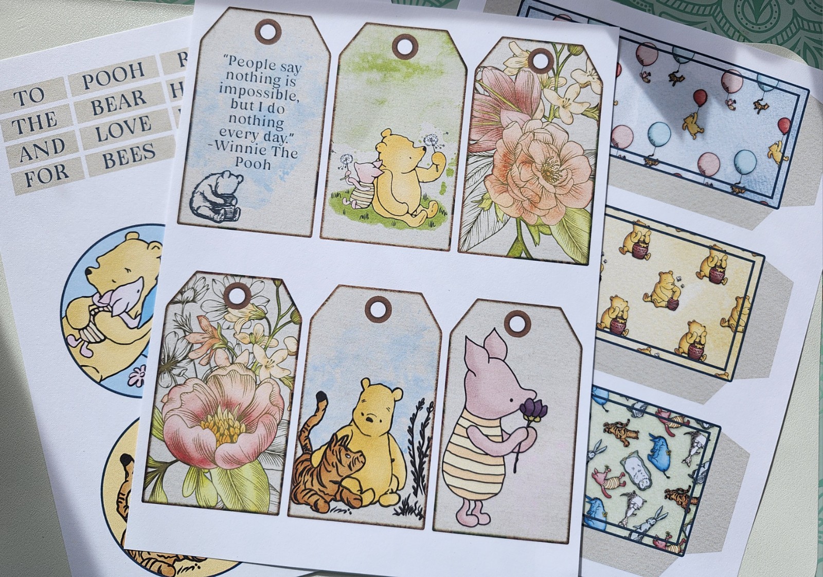 Junk Journal Booklet «WINNIE THE POOH» Retro Classic Storybook Style LG 9×6 40p