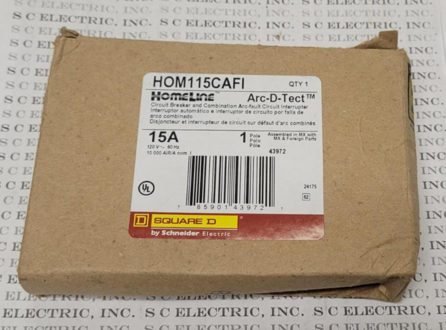 SQUARE D HOM115CAFI ARC-D-TECT CIRCUIT BREAKER AND COMBO ARC-FAULT INTERRUPTER
