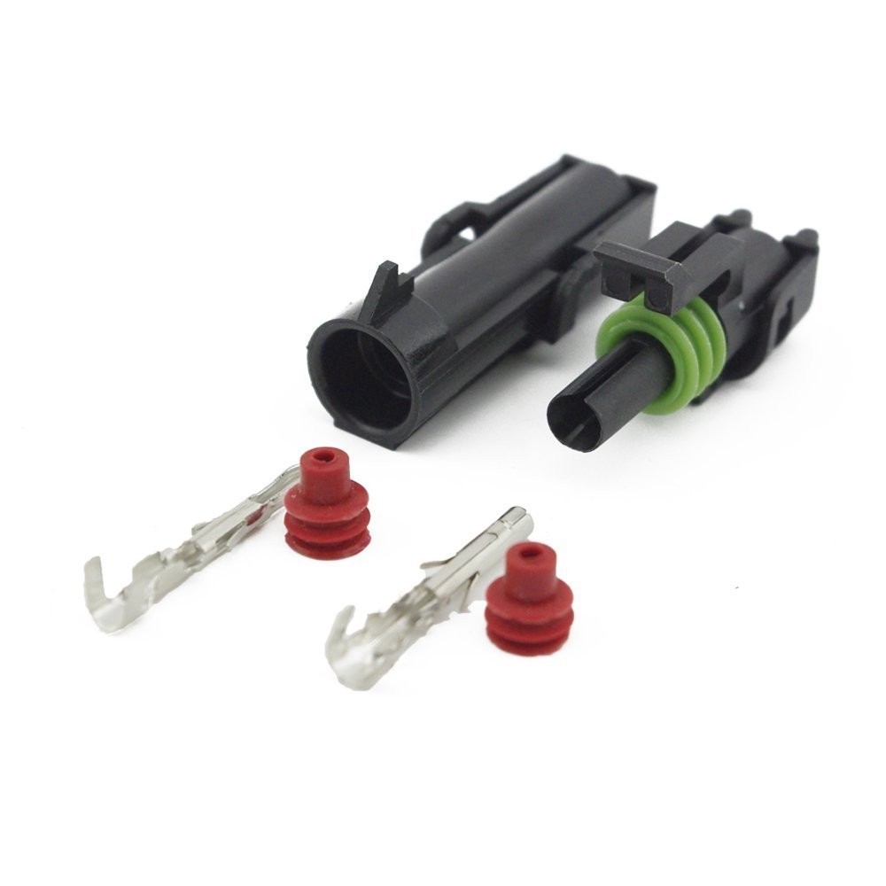 MUYI 10 Kit 1 Pin Weather Pack Connector for 20-14 AWG Wire Harness 2.5mm Series