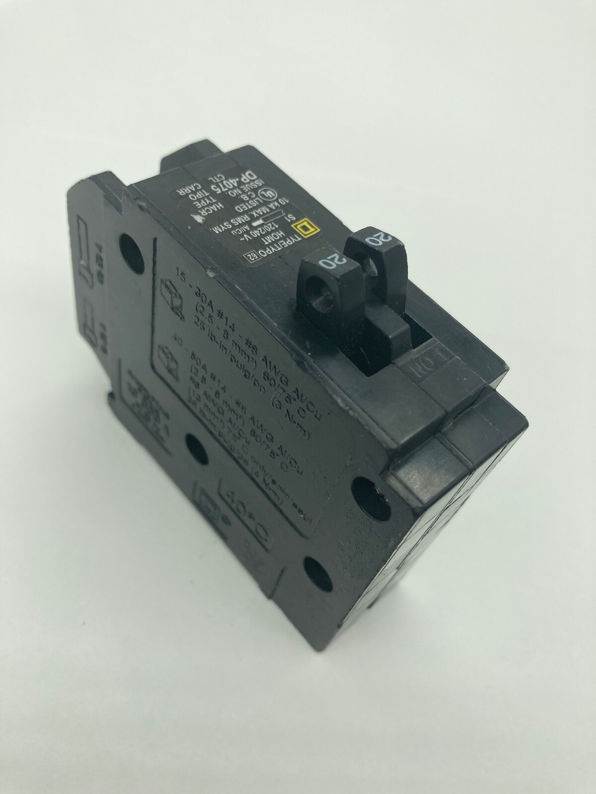 HOMLINE HOMT2020 Two 1 Pole 20 Amp 120V HOMT Tandem Plug In Twin Circuit Breaker