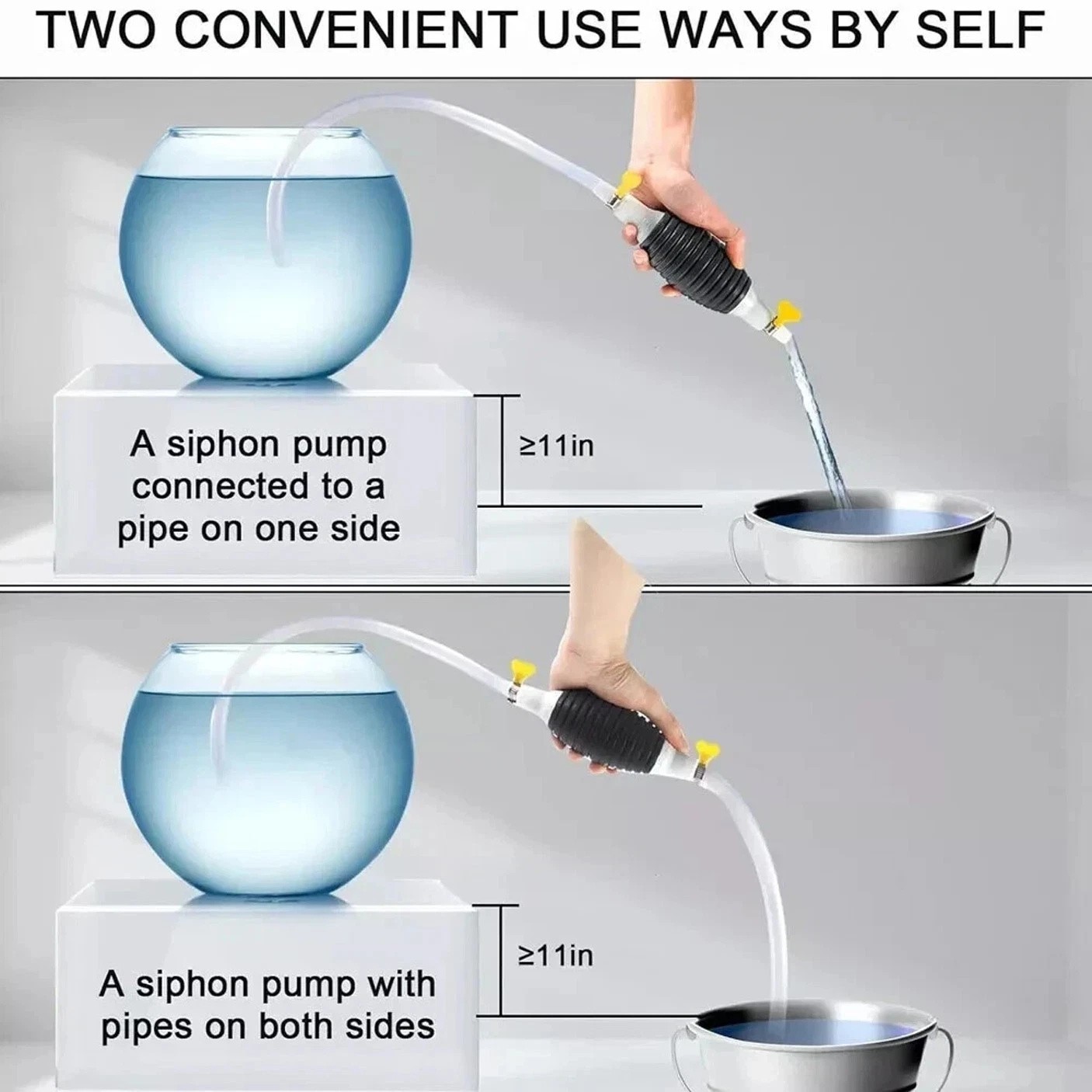Double Suction Hand Pump Manual Fuel Transfer Gas Siphon Oil Water Extractor