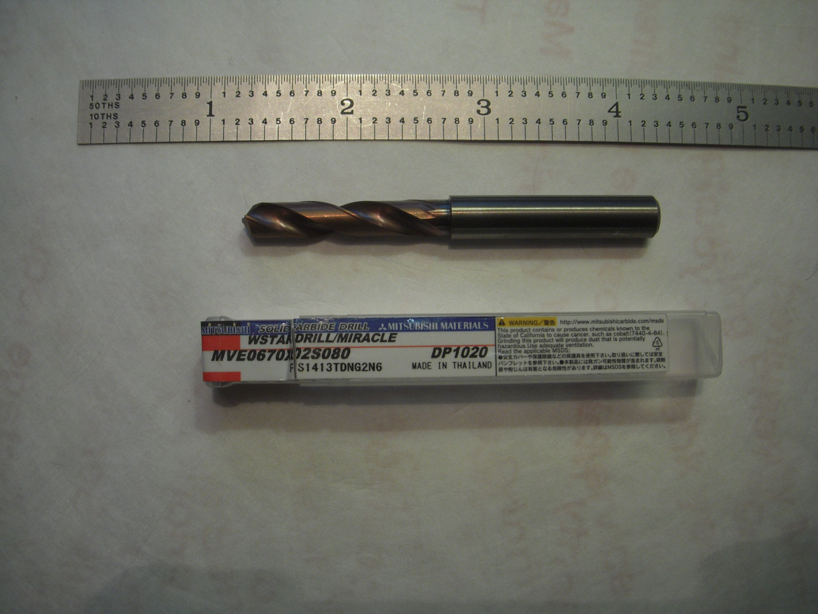 NEW MITSUBISHI 3XD CARBIDE DRILL 8MM SH. X 6.70MM CUT DIA. X 74MM OAL VP15TF