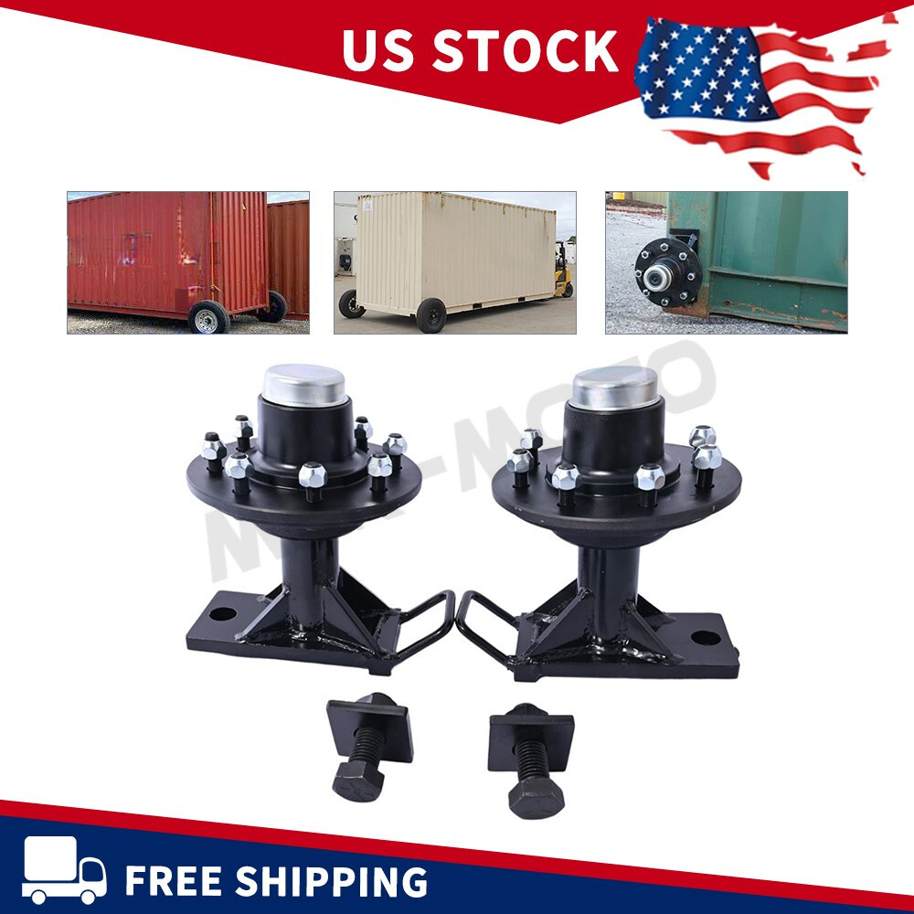 8 x 6.5 9000LB Lug Bolt On Wheels for shipping Container Hub and Spindle Kit