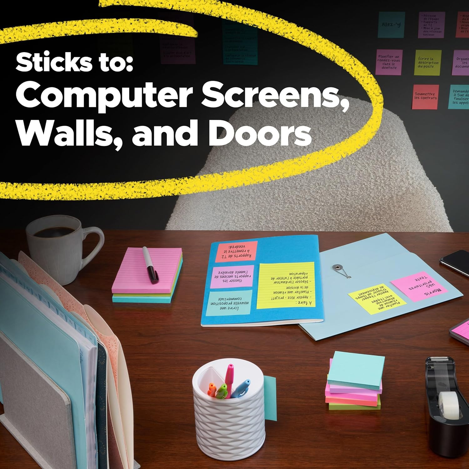 Post-It Super Sticky Notes, 3 X 3 In, Neon Fizz, 6 Pads, 70 Sheets/Pad | School
