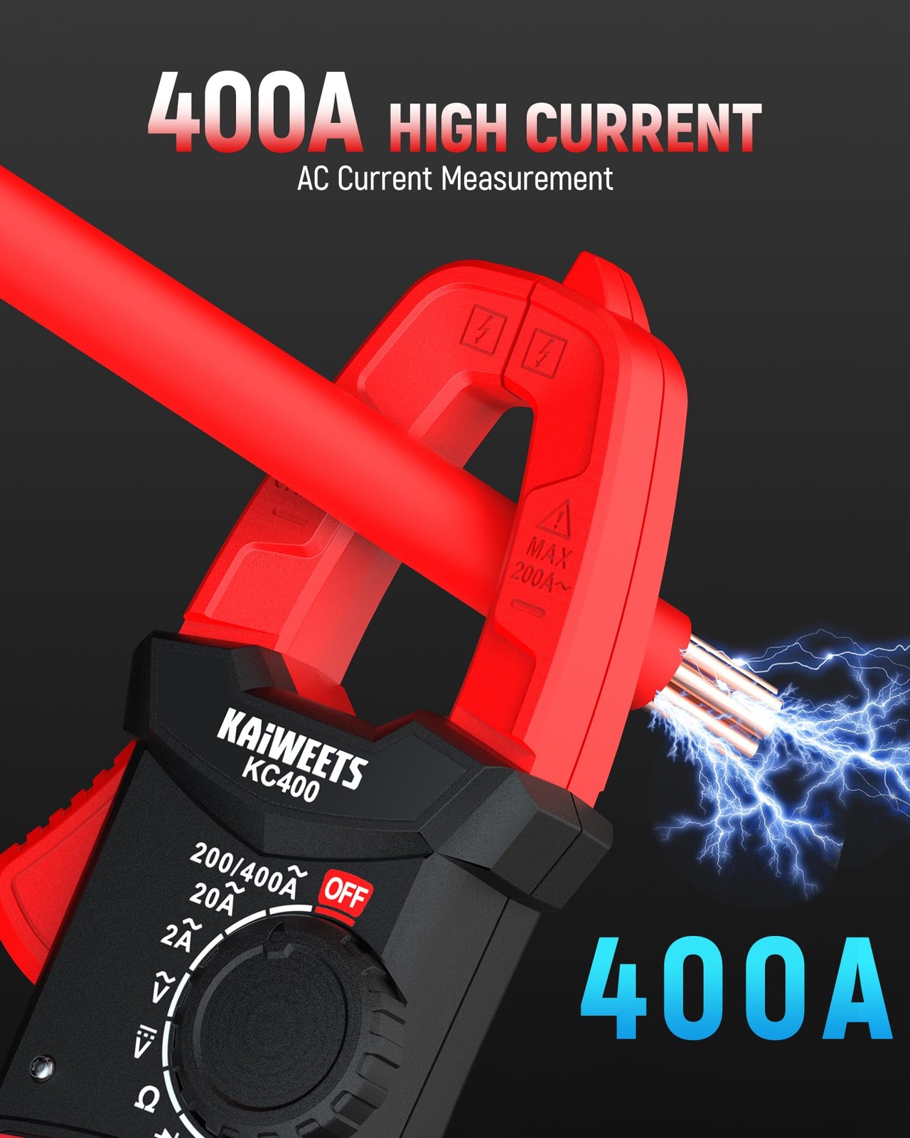 Digital Clamp Meter 400A AC Current, 600V AC/DC Voltage, Auto Ranging Multimeter